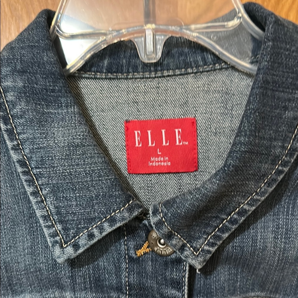 Elle Blue Jean Jacket Classic Style size large - Picture 3 of 5